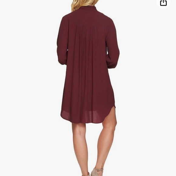 1.State Burgundy Tunic Blouse Dress - Picture 9 of 9